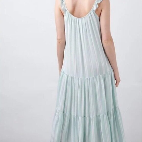 Rails Dress S NWT Juniper Mint Striped Capri Sleeveless Tiered Linen - Picture 5 of 8